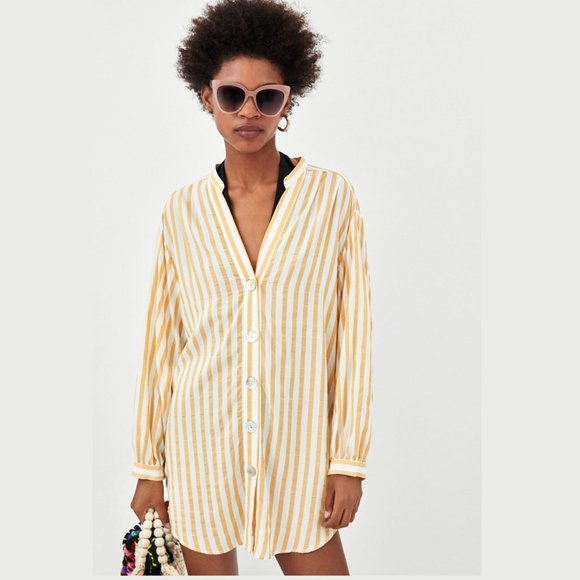 SOLD! ZARA Long Striped Shirtdress* - Picture 7 of 12